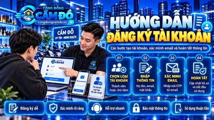hướng dẫn đăng ký tài khoản cộng đồng cầm đồ cho thành viên và chủ tiệm