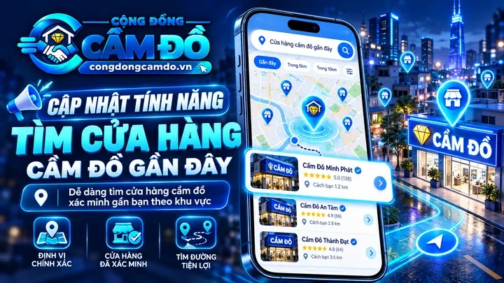 cộng đồng cầm đồ cập nhật tính năng mới: tìm kiếm cửa hàng cầm đồ gần đây