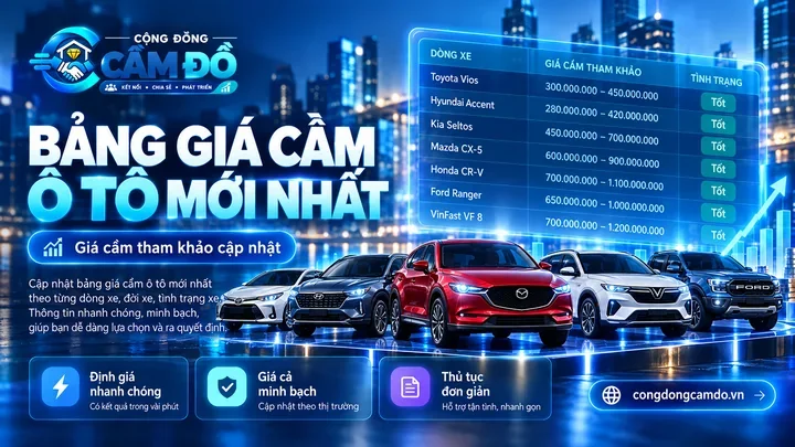 bảng giá cầm ô tô / xe hơi mới nhất tham khảo