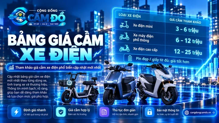 bảng giá cầm xe điện mới nhất tham khảo