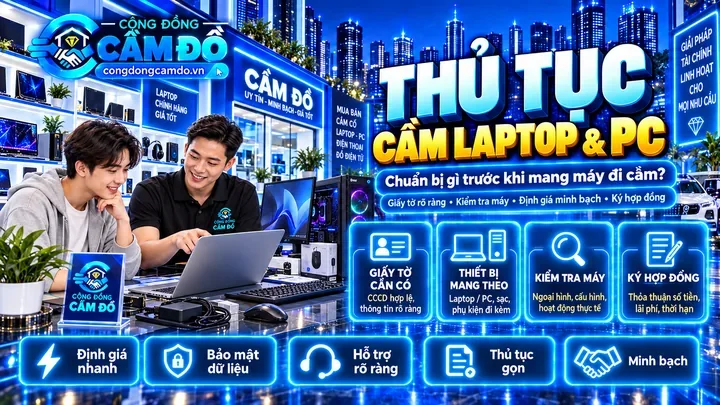 thủ tục cầm laptop, pc đơn giản